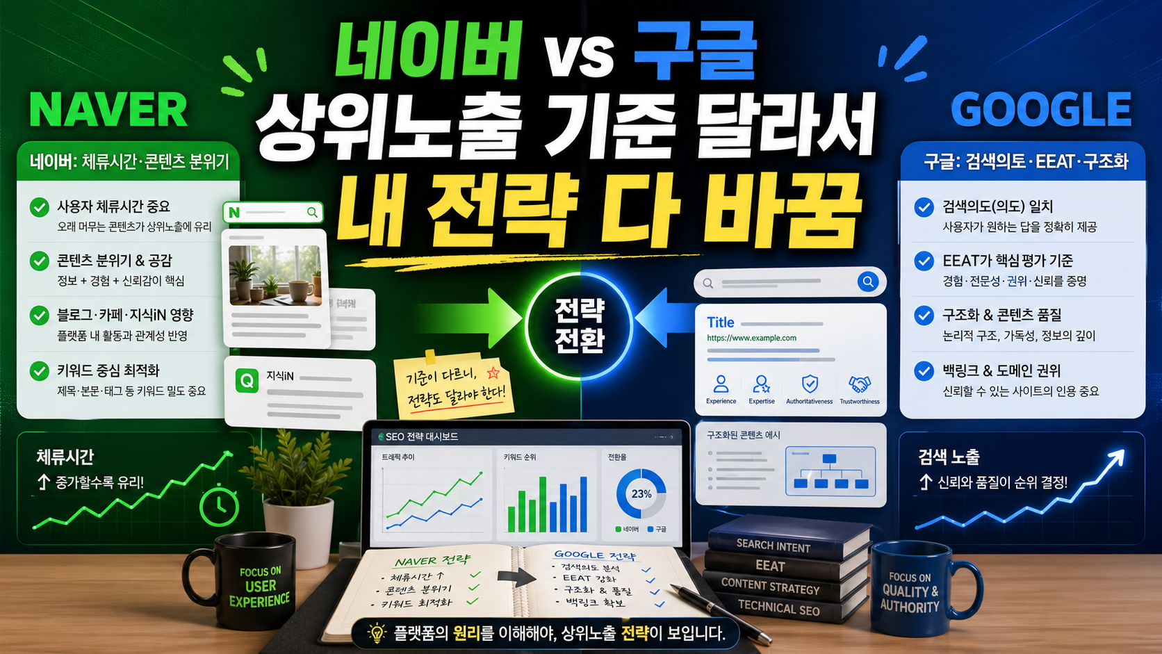 네이버 vs 구글 상위노출 기준 달라서 내 전략 다 바꿈